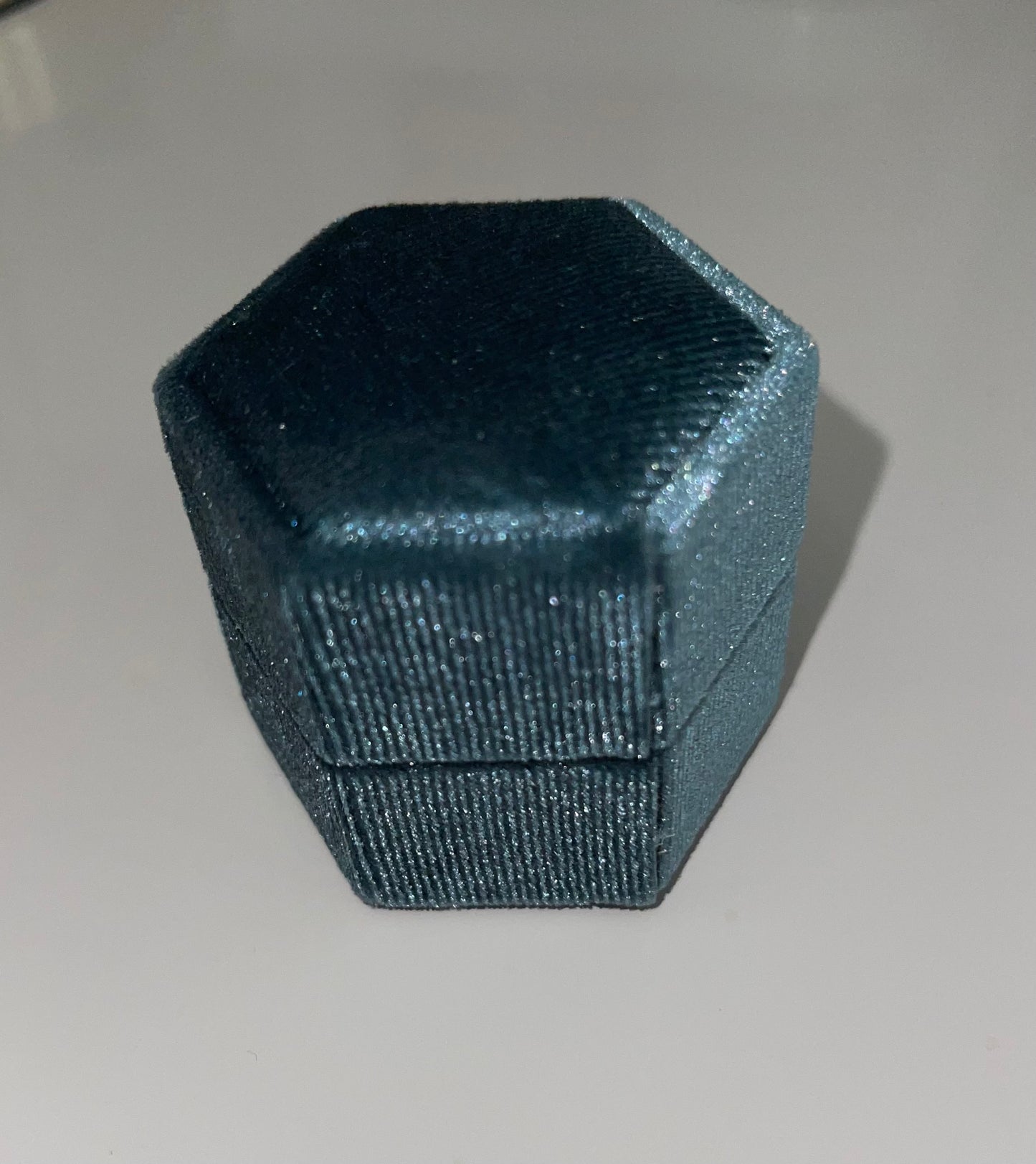 Velvet teal ring box